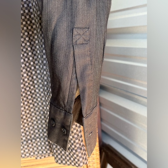 NAT NAST Charcoal SHIRT JAC +Checkerboard Vest w/Pockets 100% Silk M - Picture 6 of 7